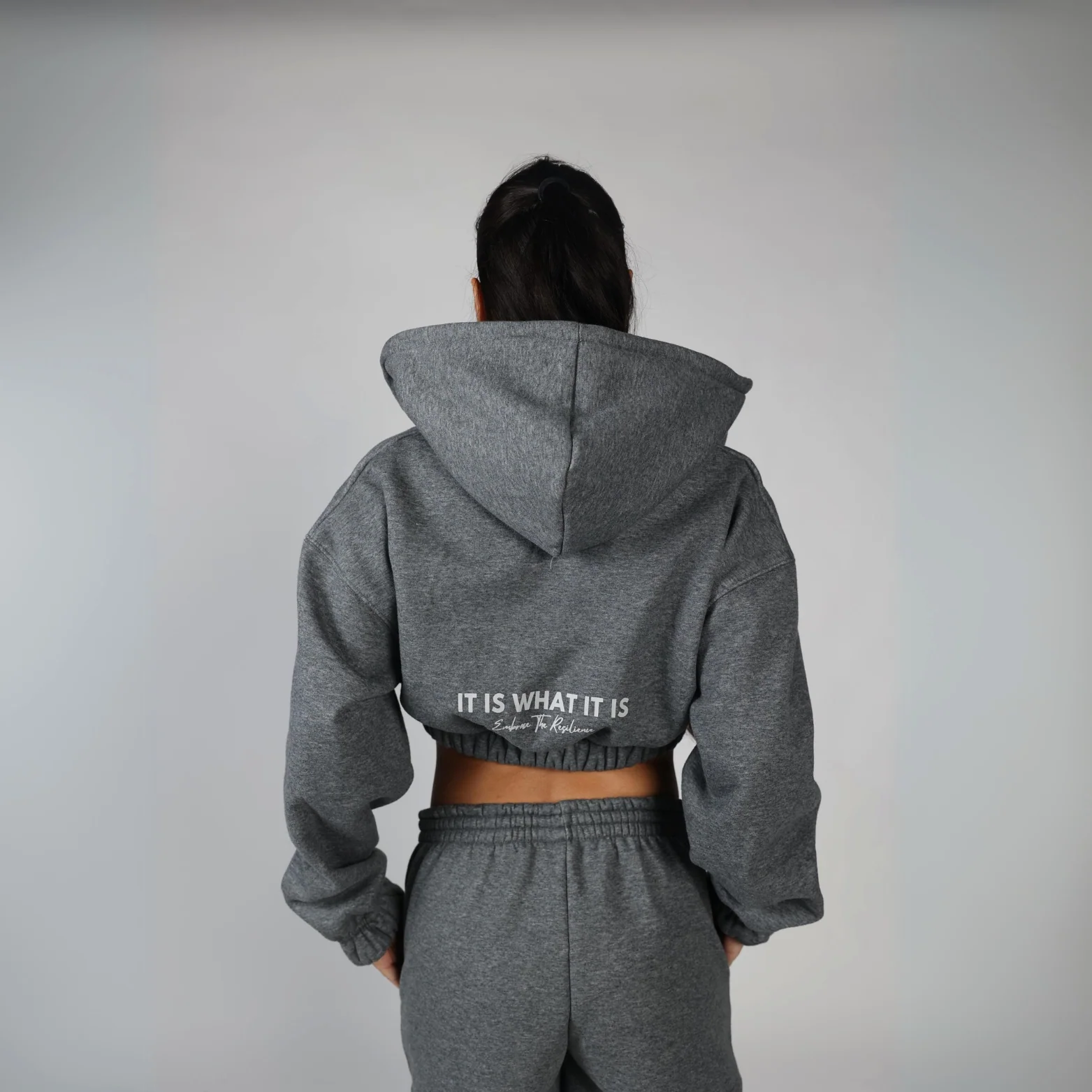 Women's Zip Crop Jacket - Steel Grey - Image 4